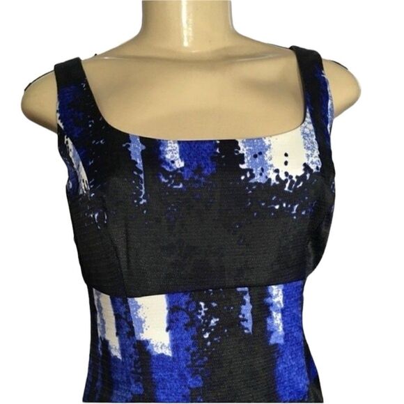 MUSE ABSTRACT BRUSH STROKES SHEATH SLEEVELESS MULTICOLOR MINI DRESS 2 ARTSY - Picture 2 of 11